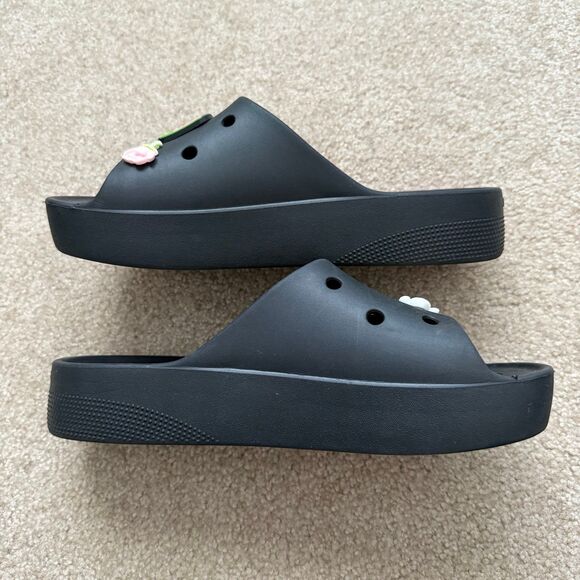 Crocs Classic Platform Slide Sandal Womens Size 9 Gently Used EUC Black - Picture 8 of 12
